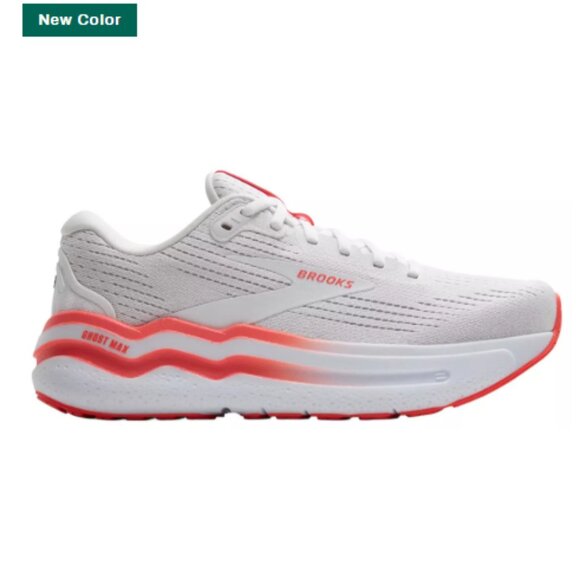 Brooks Women's Ghost Max 2 Running Shoes - Bright White/Hot Coral - Picture 1 of 8